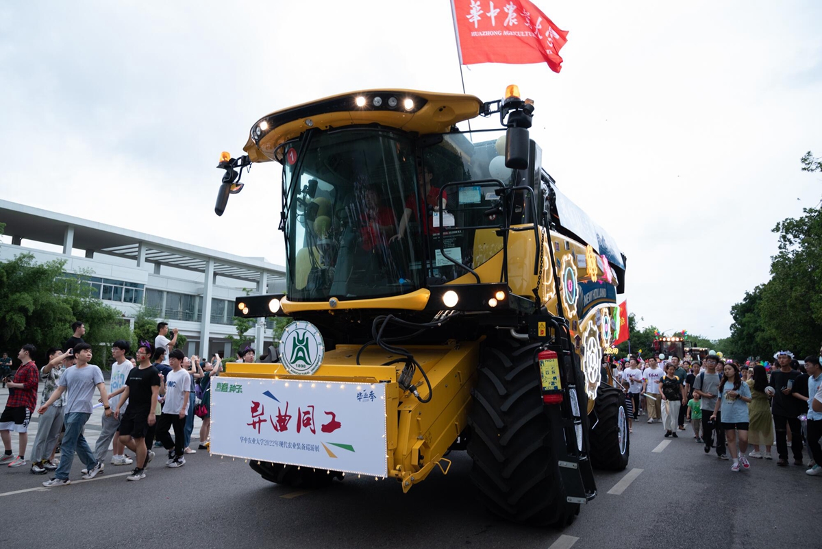 yl34511线路中心装扮的“大黄蜂”收割机(学通社记者 吴采睿 摄)